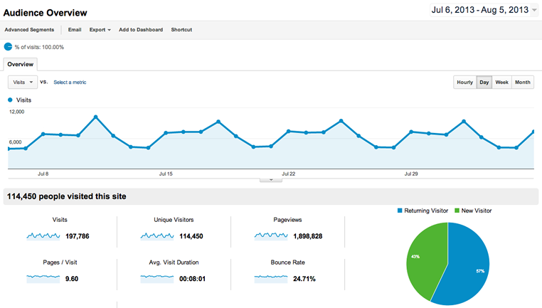 Google Analytics - Audience Overview