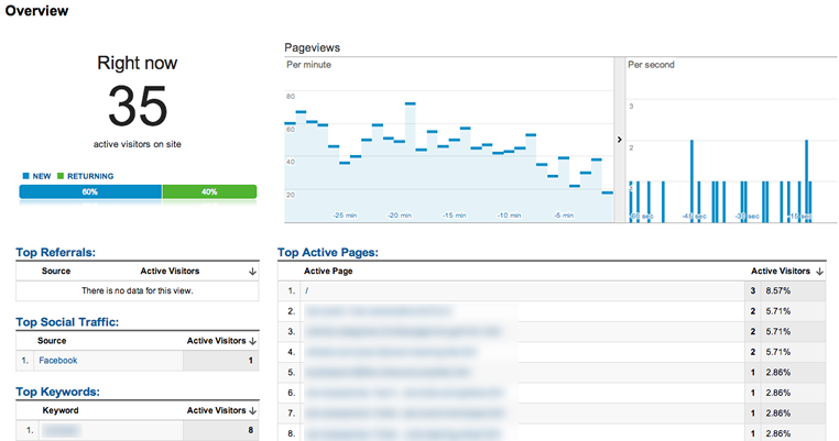 Google Analytics - Real-time Report